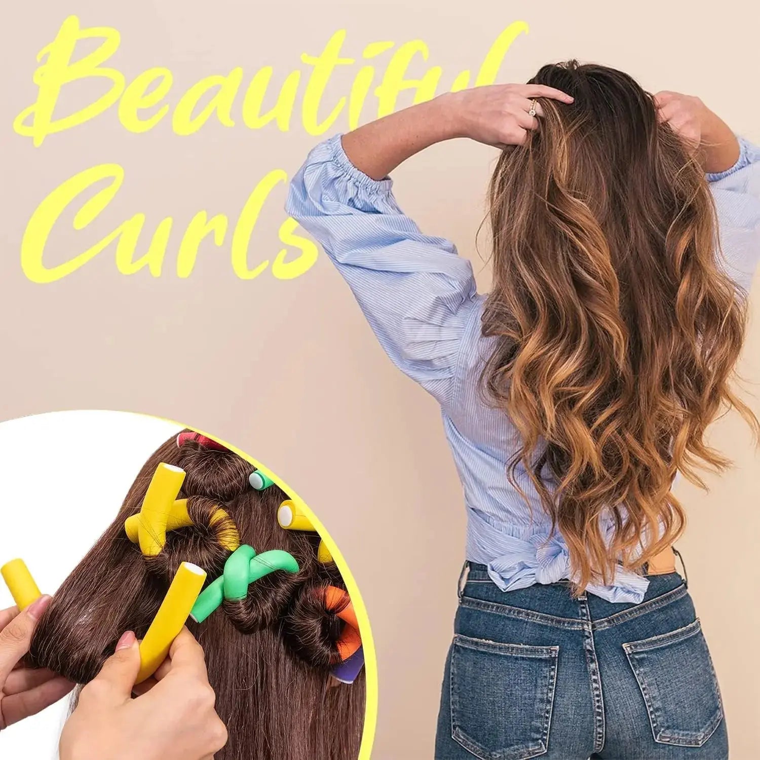 47 PCS 7'' Hair Curlers Rollers Flexi Rods Set – Heatless Foam Curling Rods for Long, Medium, and Short Hair