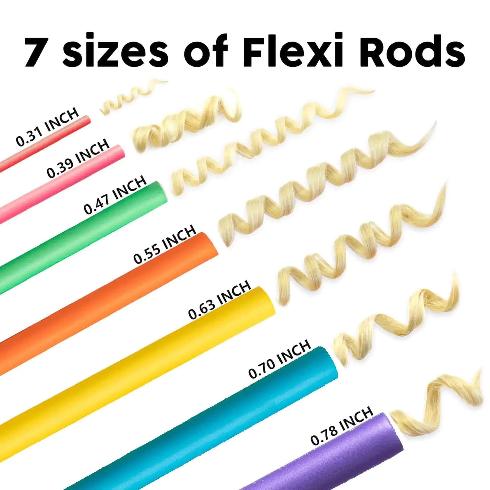 47 PCS 7'' Hair Curlers Rollers Flexi Rods Set – Heatless Foam Curling Rods for Long, Medium, and Short Hair