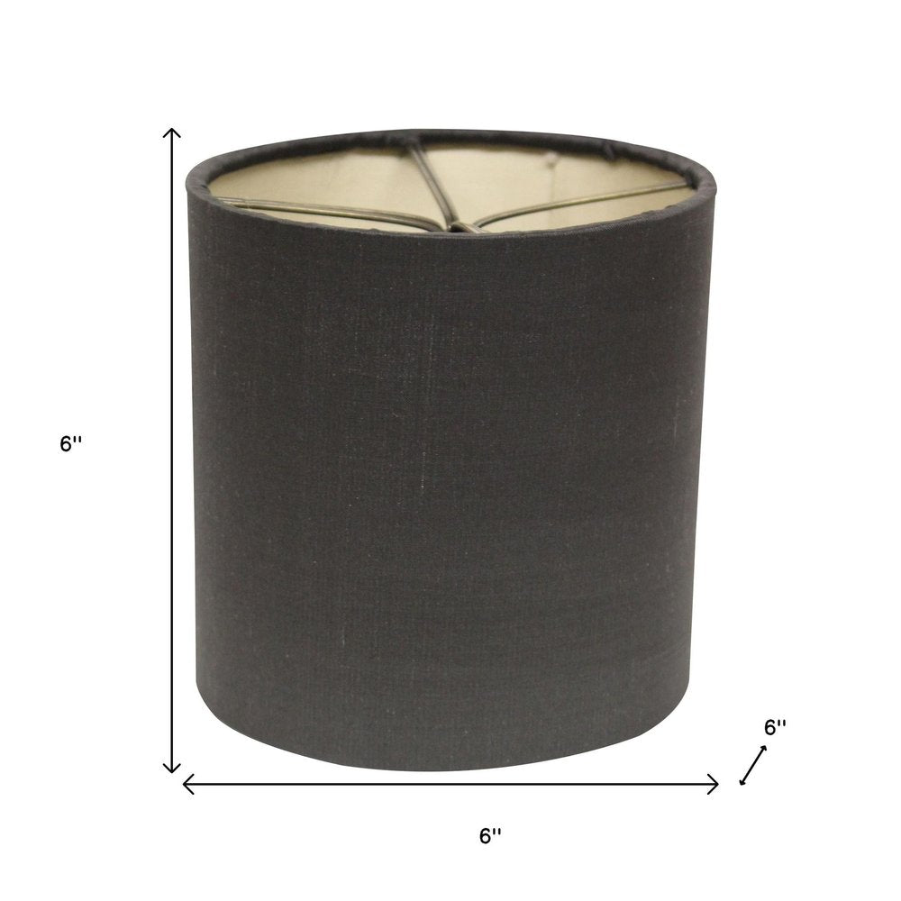 6" Graphite with Natural Lining Set of 6 Drum Chandelier Lampshades