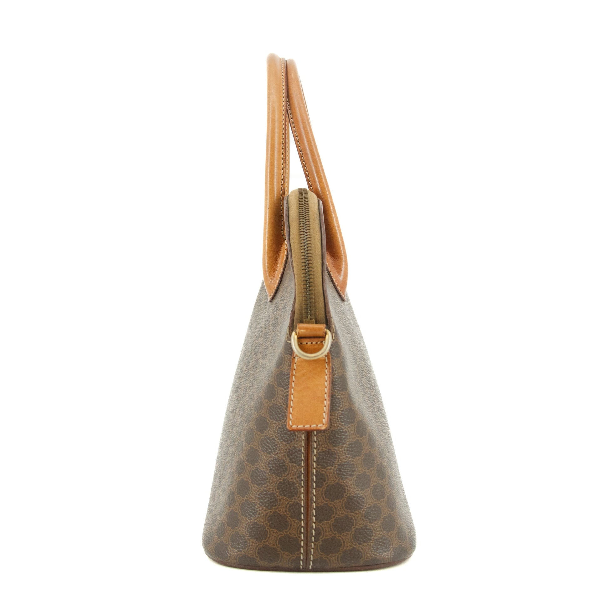 Celine Macadam Brown PVC x Leather Top Handle Tote Bag #4706