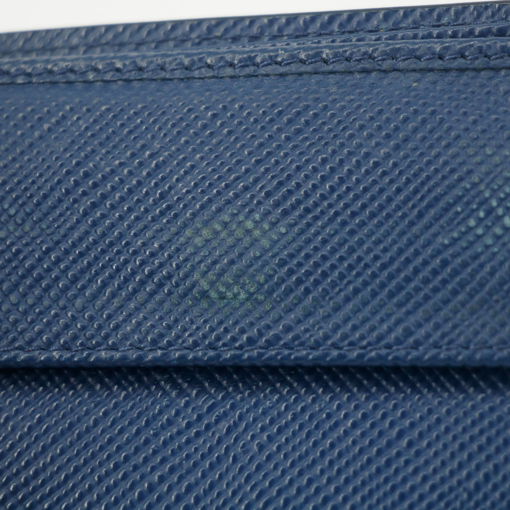 Prada Saffiano Leather Blue Mens Bifold Wallet #4721