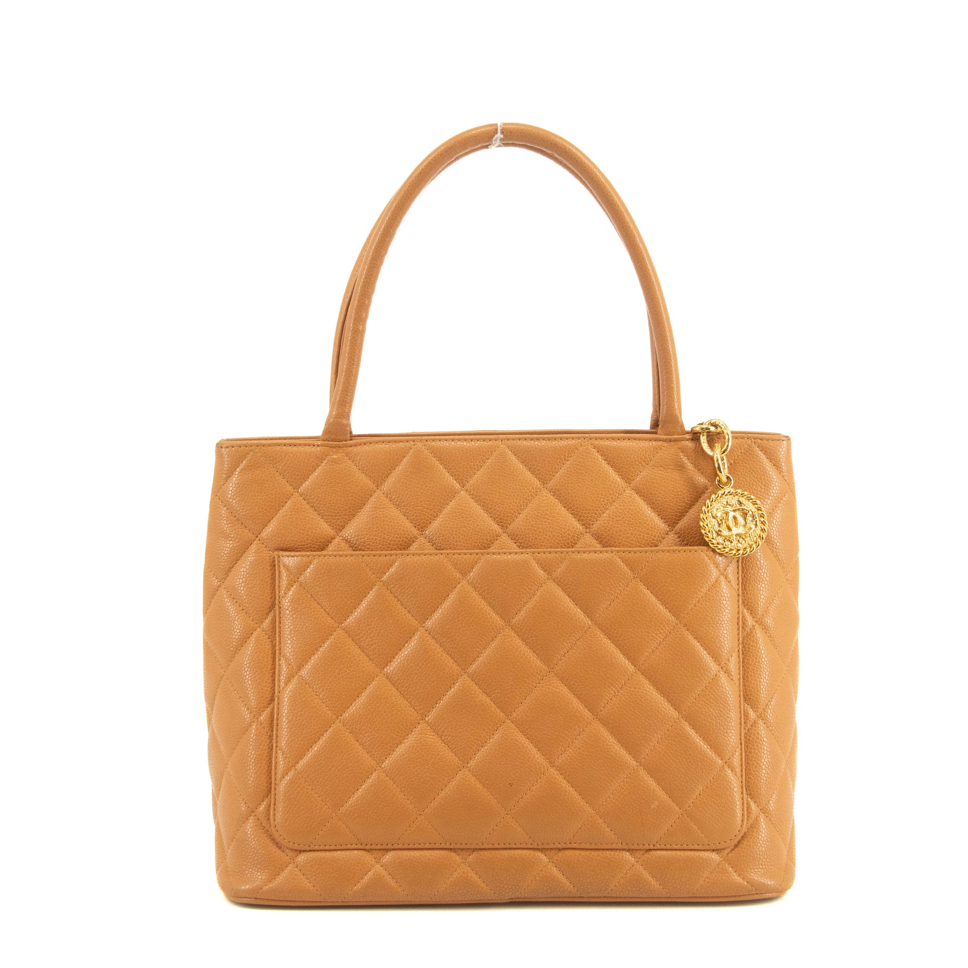 Chanel Matelasse Quilted Brown Caviar Skin Medallion Reprint Tote Bag #4731