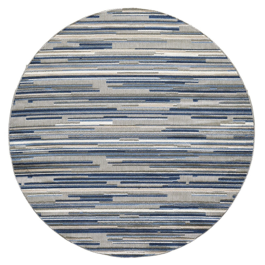 3' X 5' Blue Abstract Stain Resistant Indoor Outdoor Area Rug