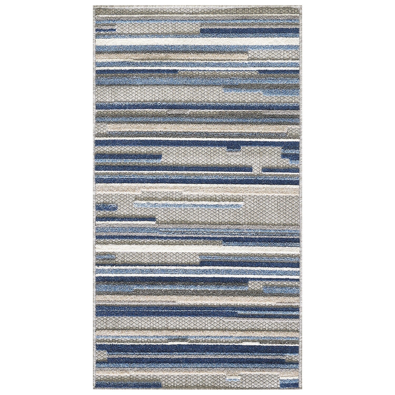 3' X 5' Blue Abstract Stain Resistant Indoor Outdoor Area Rug