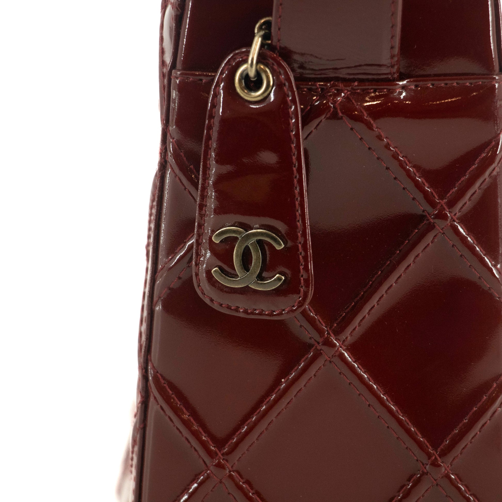 Chanel Matelasse Patent Enamel Red Shoulder Bag  #4738