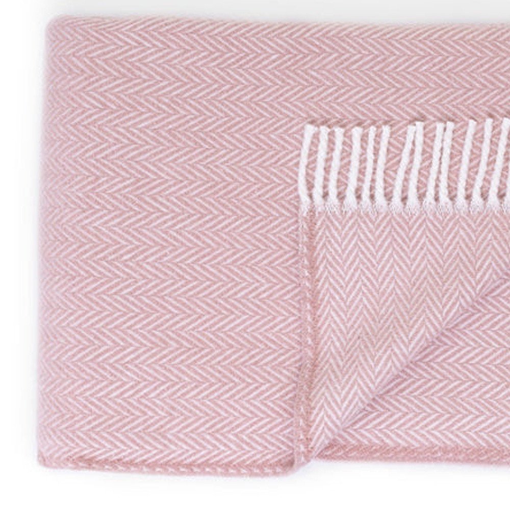 70" X 55" Copper And White Cotton Blend Woven Herringbone Plush Throw Blanket with Tassels