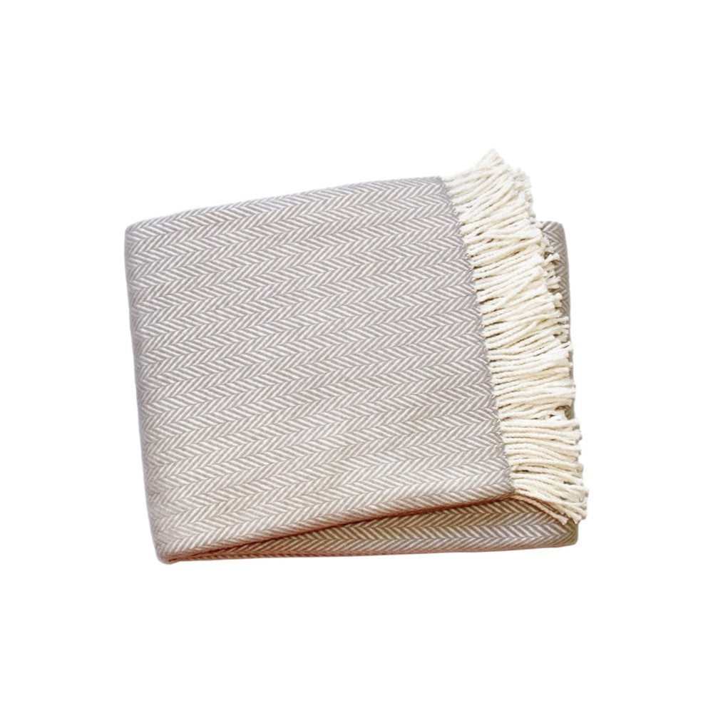 70" X 55" Copper And White Cotton Blend Woven Herringbone Plush Throw Blanket with Tassels