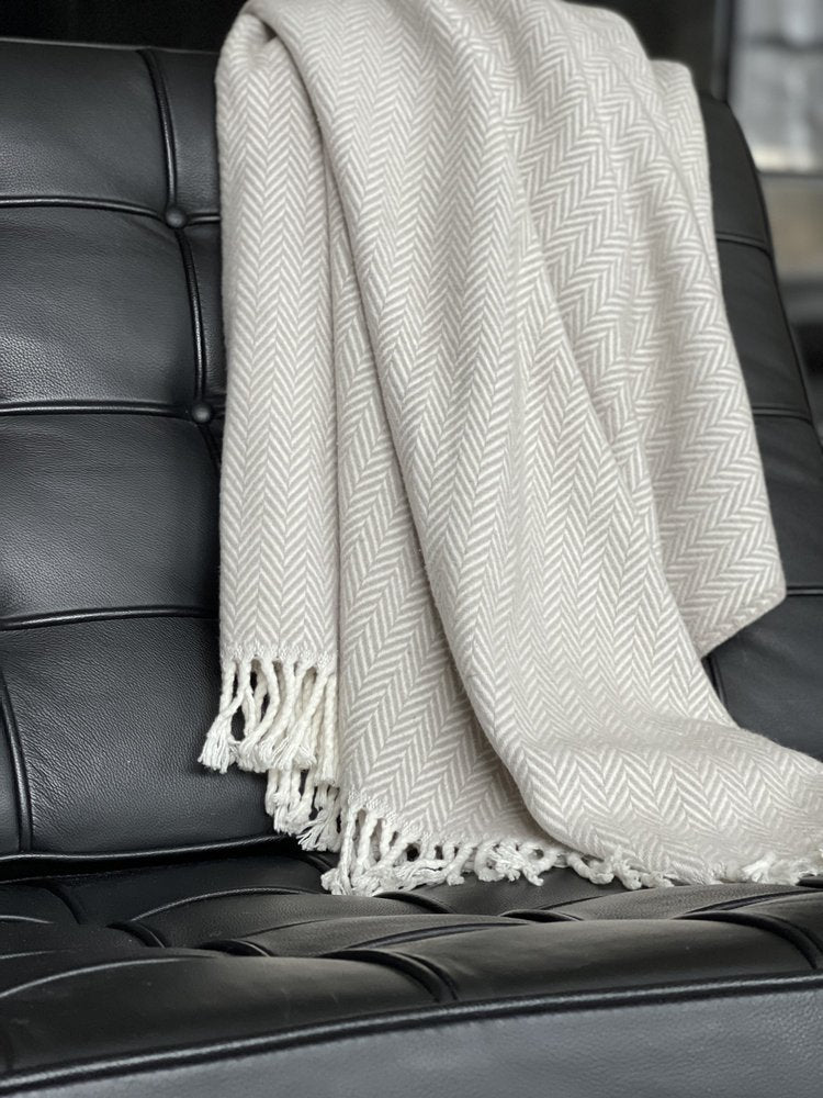 70" X 55" Copper And White Cotton Blend Woven Herringbone Plush Throw Blanket with Tassels