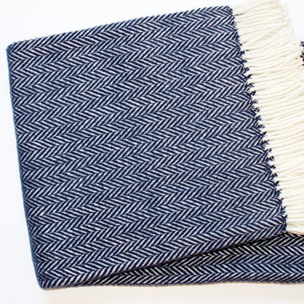 70" X 55" Copper And White Cotton Blend Woven Herringbone Plush Throw Blanket with Tassels