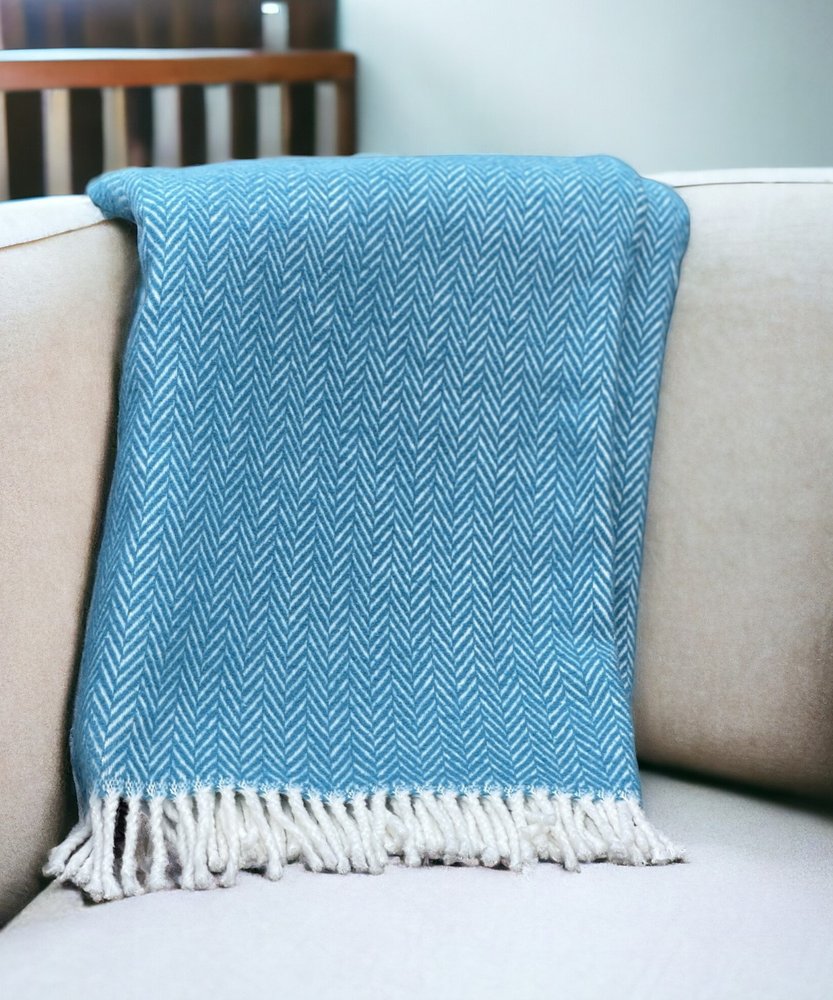 70" X 55" Copper And White Cotton Blend Woven Herringbone Plush Throw Blanket with Tassels