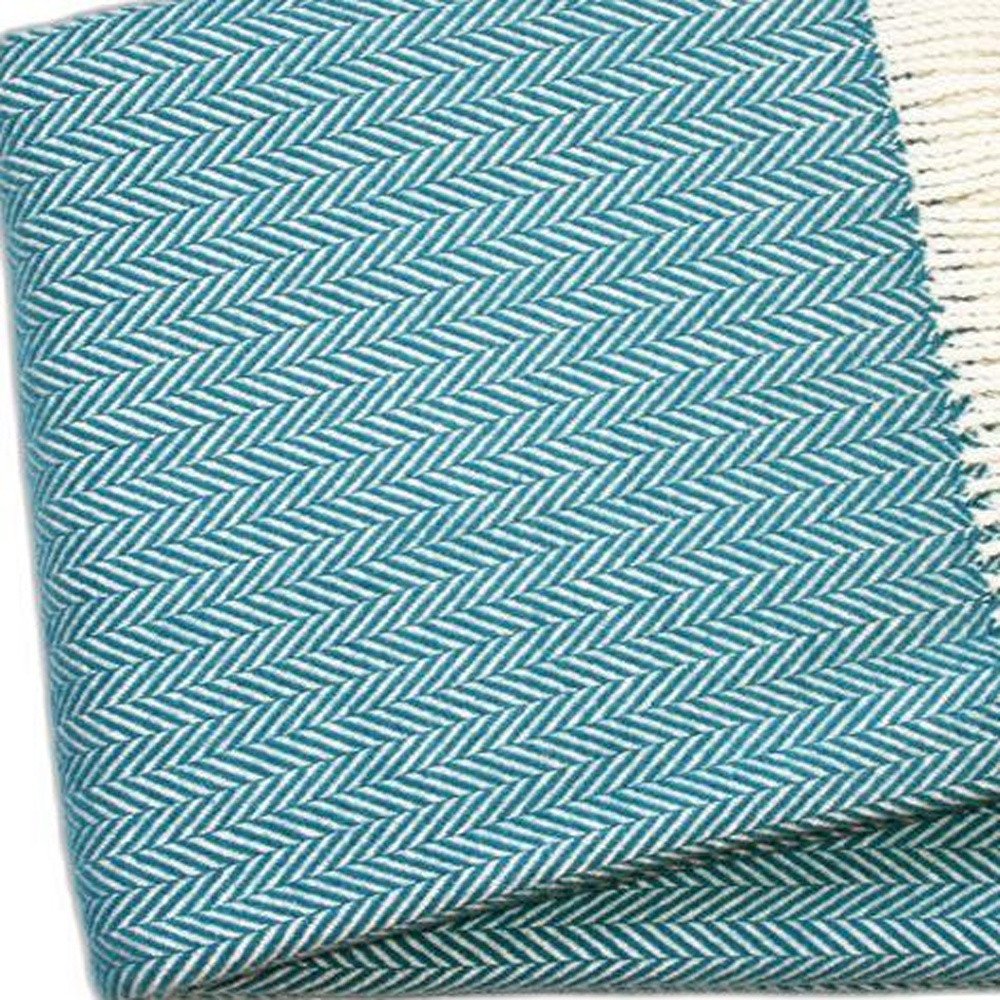 70" X 55" Copper And White Cotton Blend Woven Herringbone Plush Throw Blanket with Tassels