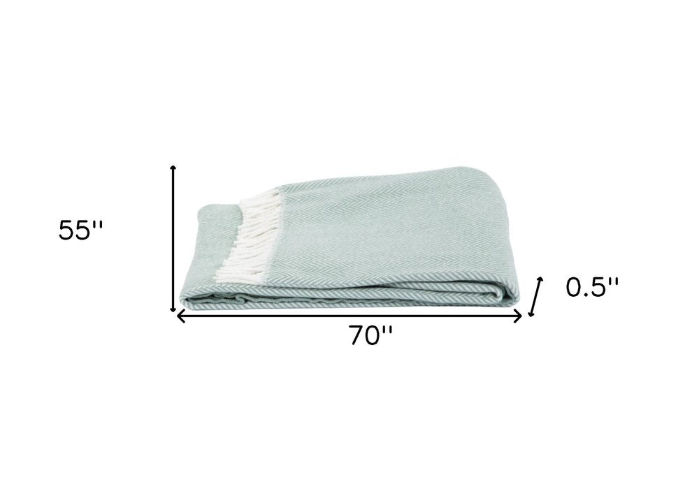 70" X 55" Copper And White Cotton Blend Woven Herringbone Plush Throw Blanket with Tassels