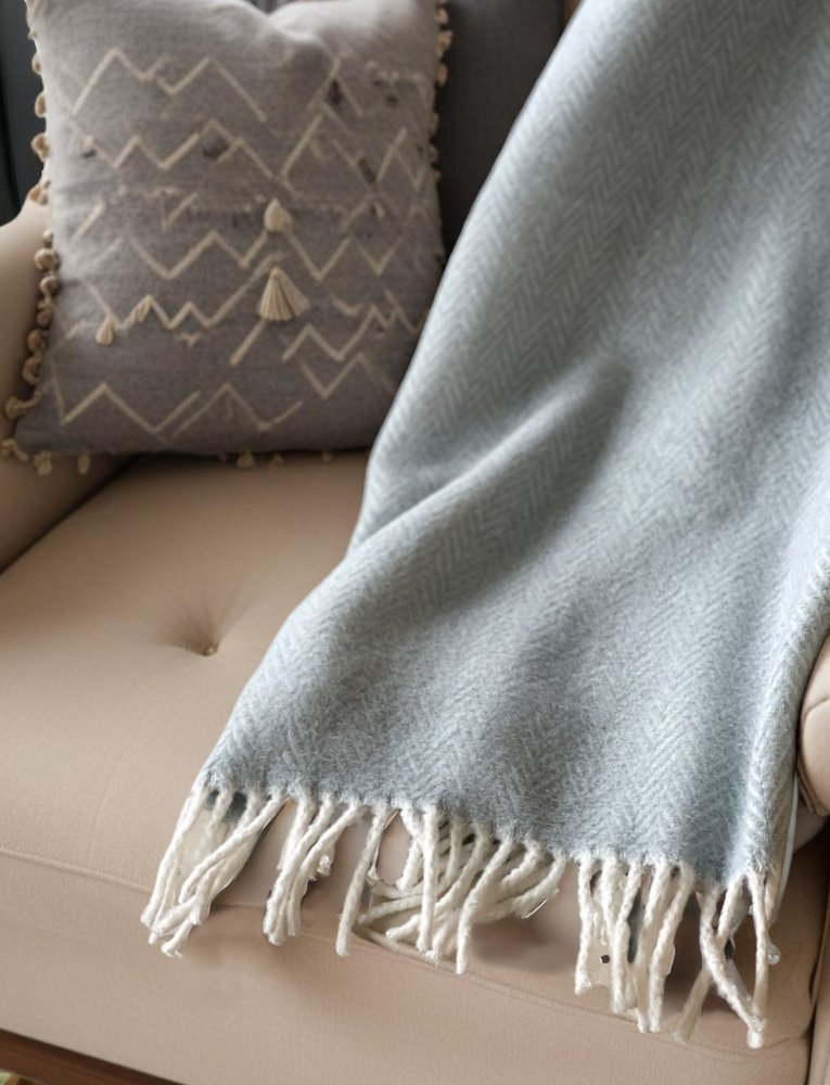 70" X 55" Copper And White Cotton Blend Woven Herringbone Plush Throw Blanket with Tassels