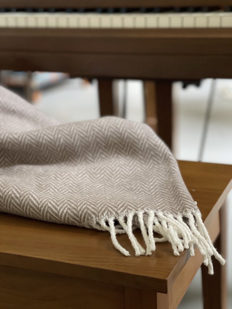 70" X 55" Copper And White Cotton Blend Woven Herringbone Plush Throw Blanket with Tassels