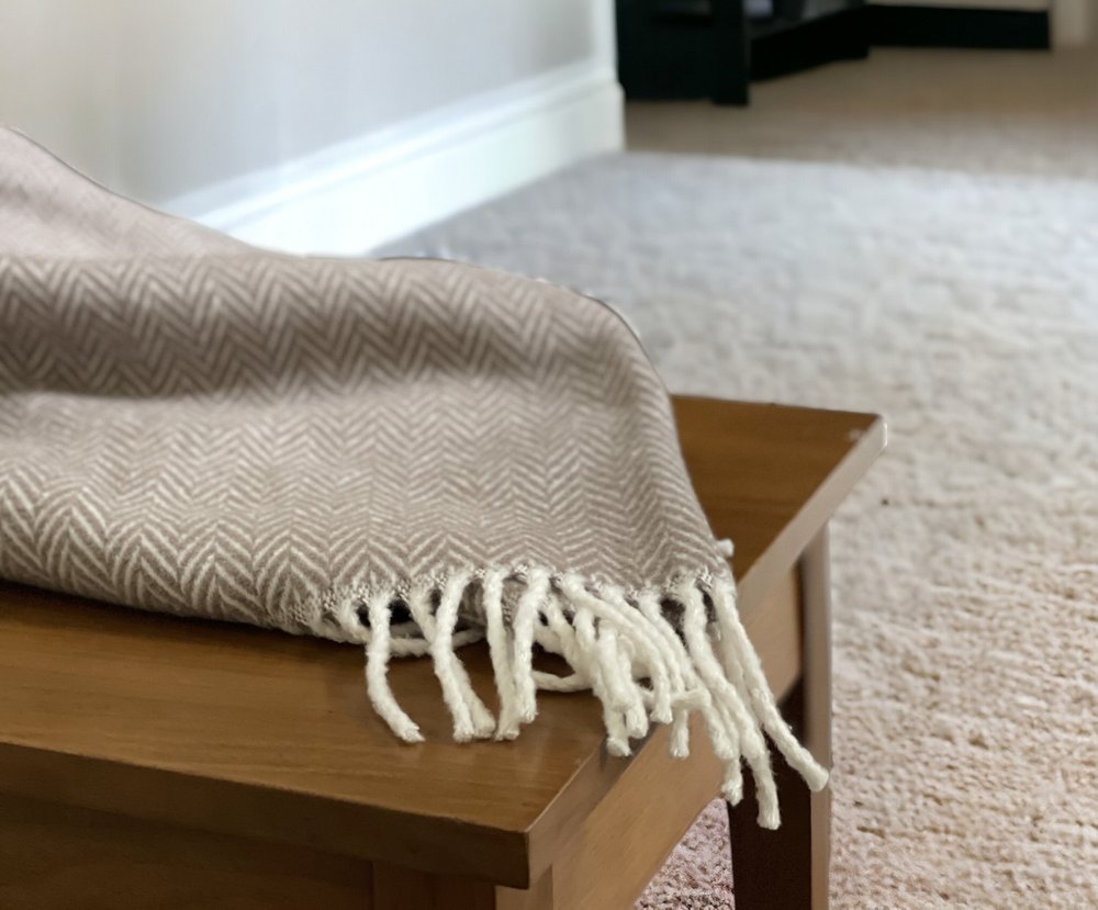 70" X 55" Copper And White Cotton Blend Woven Herringbone Plush Throw Blanket with Tassels