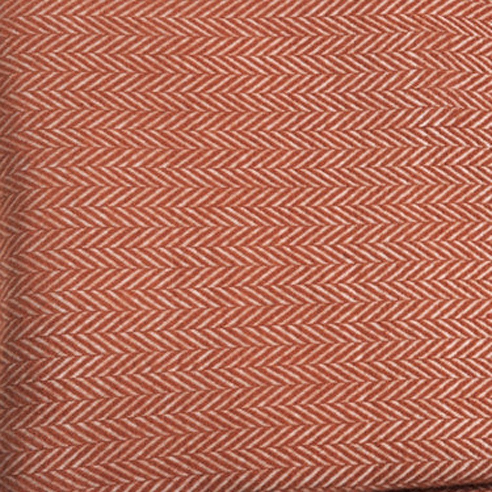 70" X 55" Copper And White Cotton Blend Woven Herringbone Plush Throw Blanket with Tassels