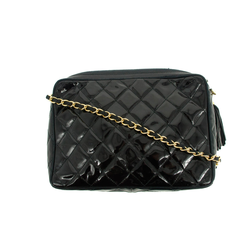 Chanel Matelasse Patent Leather Black Tassel Shoulder Bag #4750