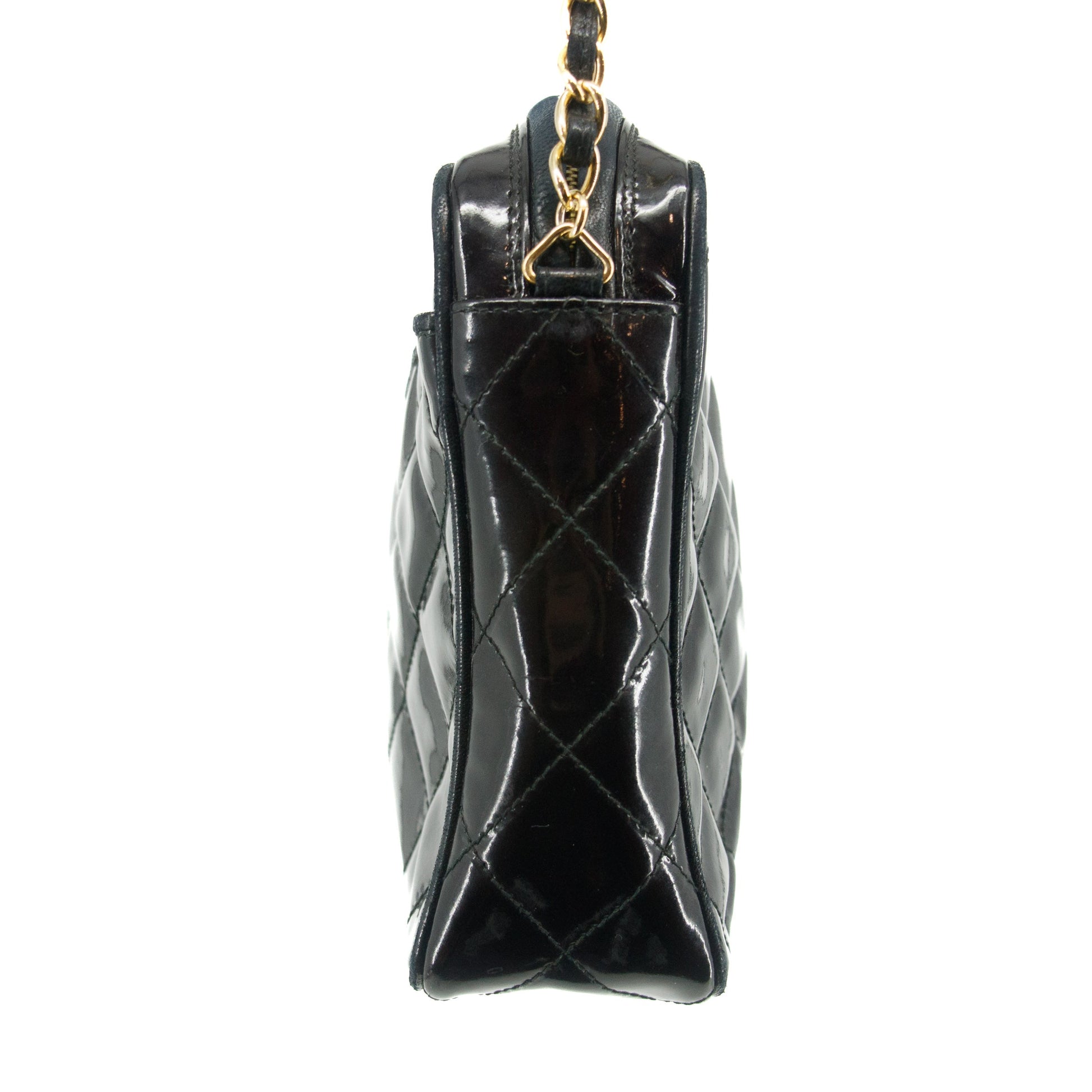 Chanel Matelasse Patent Leather Black Tassel Shoulder Bag #4750