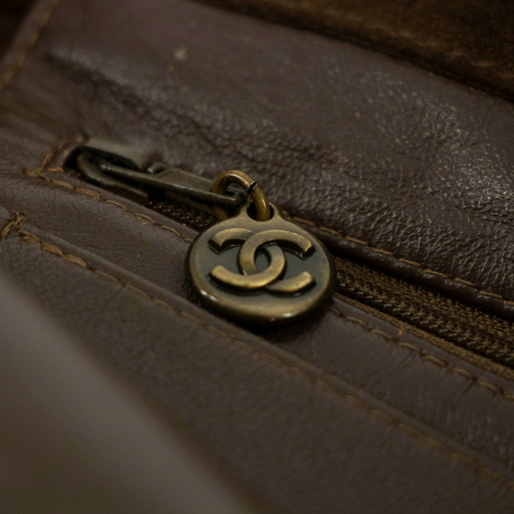 Chanel Brown Suede Handle Logo Tote Bag 4 Series #4752