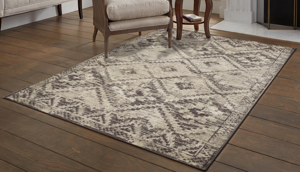 8' Gray Round Abstract Area Rug