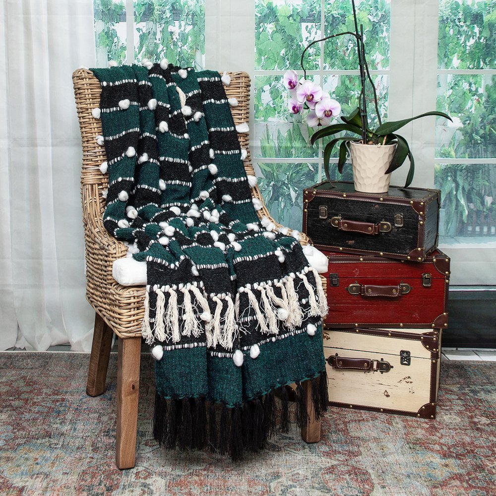 52" X 67" Blue Quilted Wool Abstract Throw Blanket