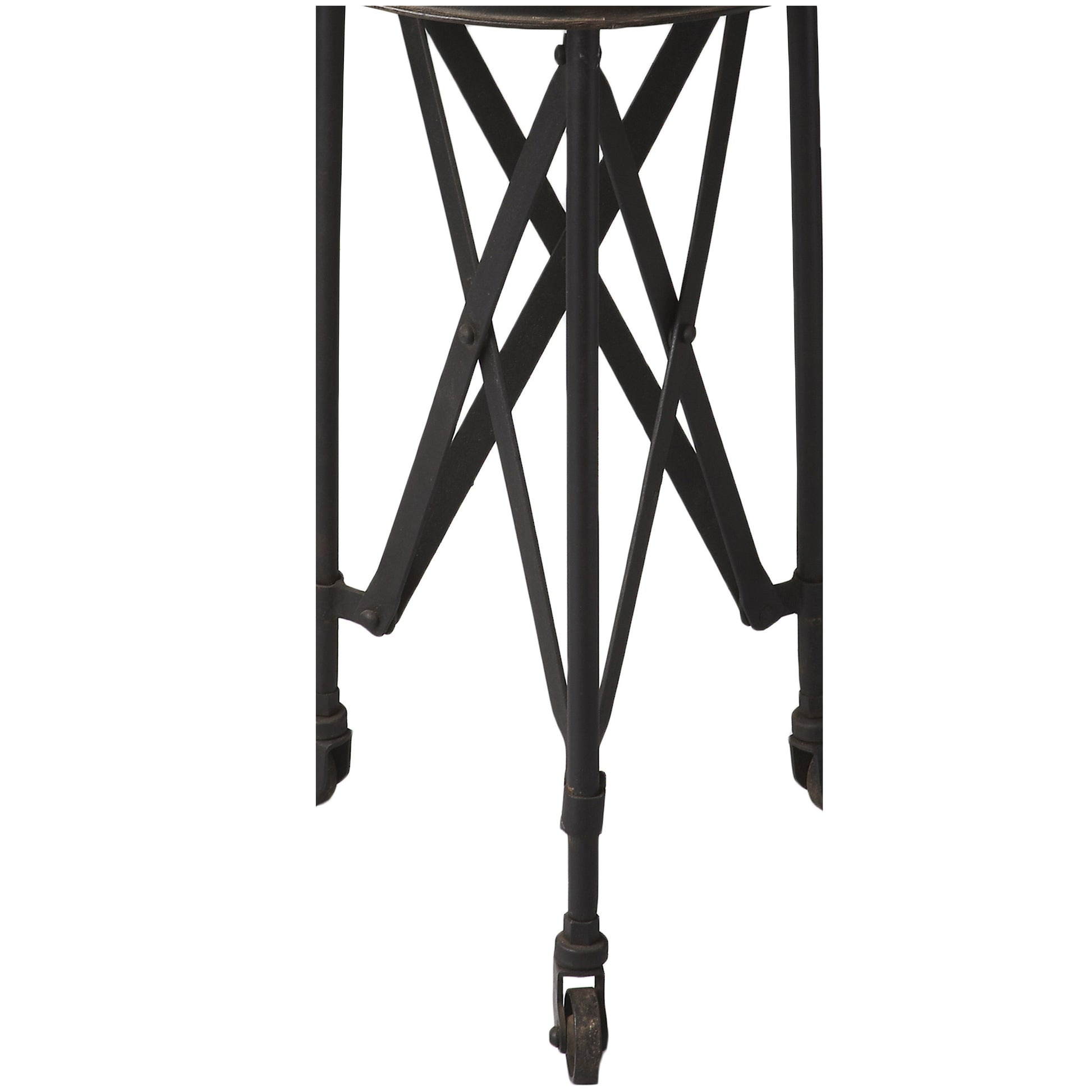 23" Black Industrial Rolling Round End Table