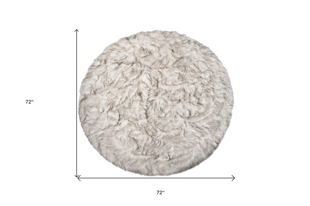 6' X 6' Ombre Chocolate Round Faux Fur Washable Non Skid Area Rug