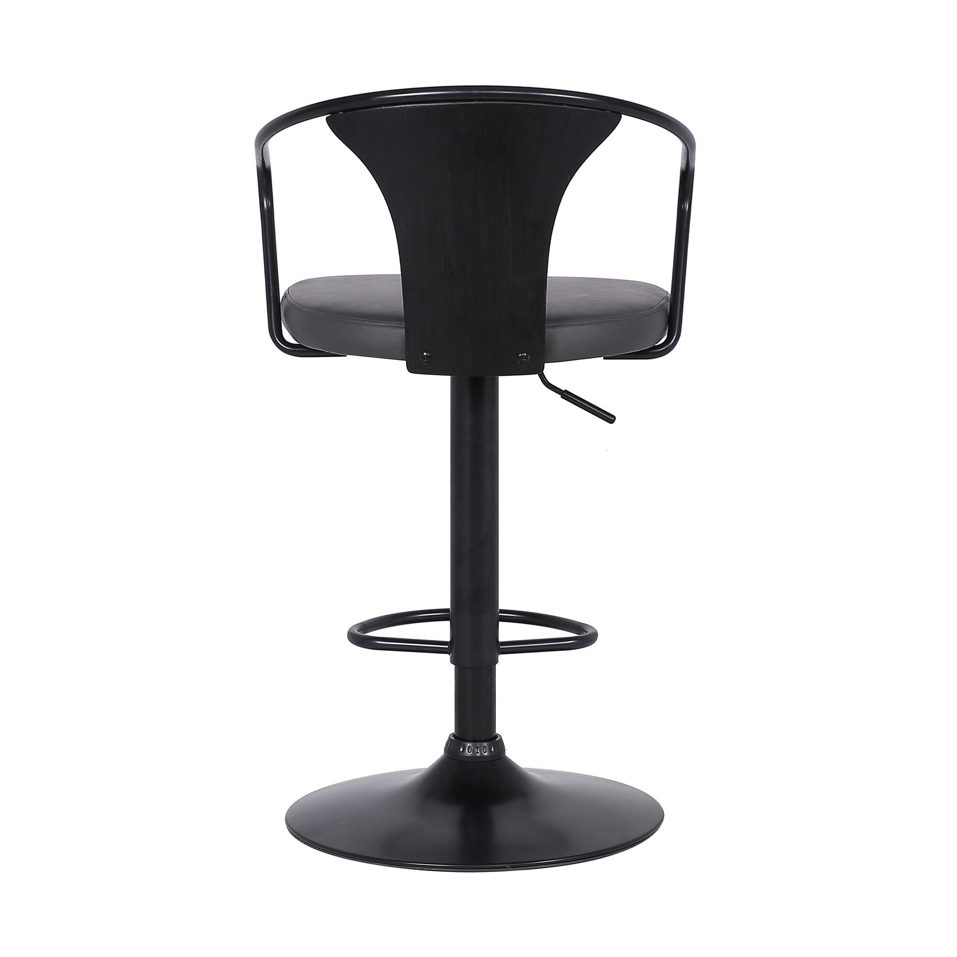 24" Gray And Black Iron Swivel Low Back Adjustable Height Bar Chair