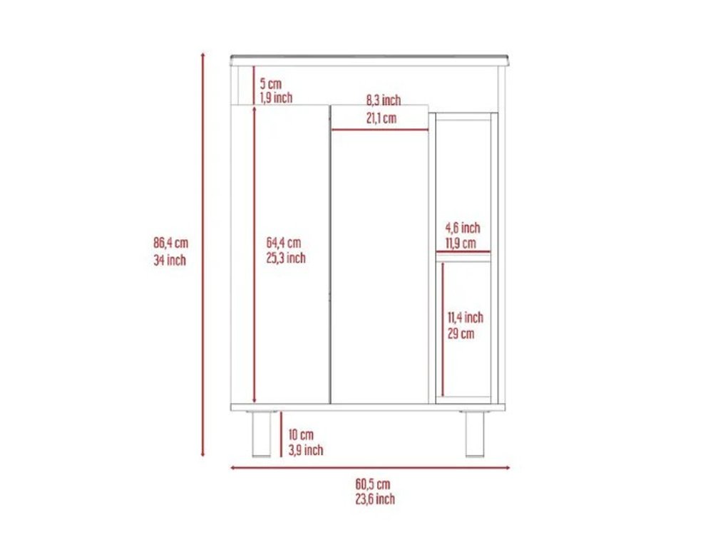 24" White Wood Freestanding Double Door Bathroom Vanity With Sink
