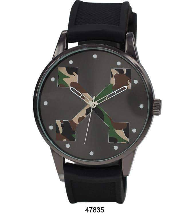 49mm Analog Watch Large Rubber Strap Camo X Dial For Men