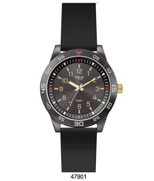 41mm Mens Rubber Strap Quartz Sport Watch Casual Stainless