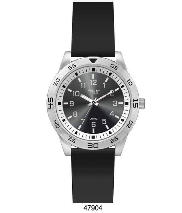 41mm Quartz Sport Watch Stainless Look Case Rubber Strap
