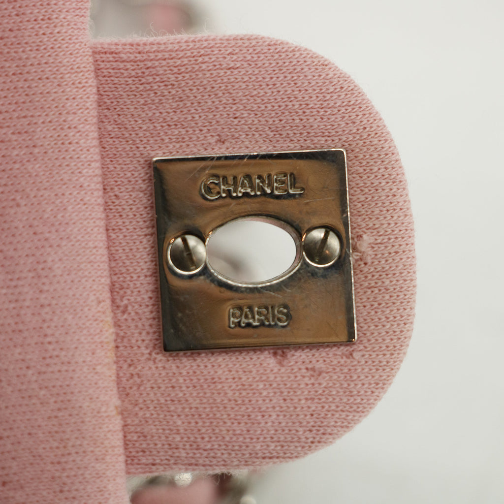 Chanel Small Single Flap Pink Cotton Shoulder Bag #4796