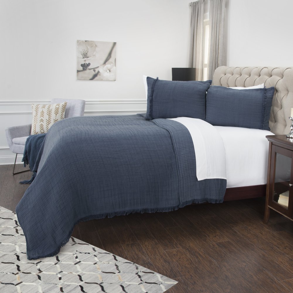 Indigo Checkered King Quilt