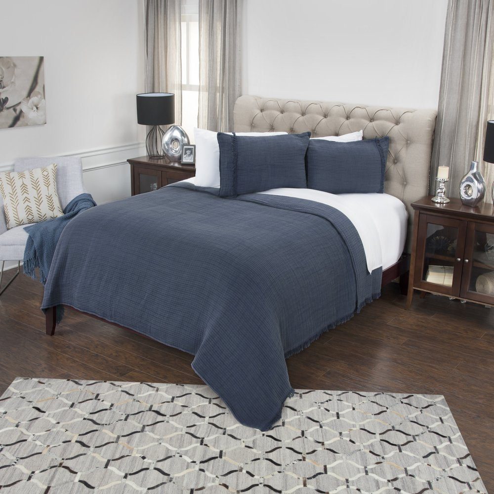 Indigo Checkered Queen Quilt