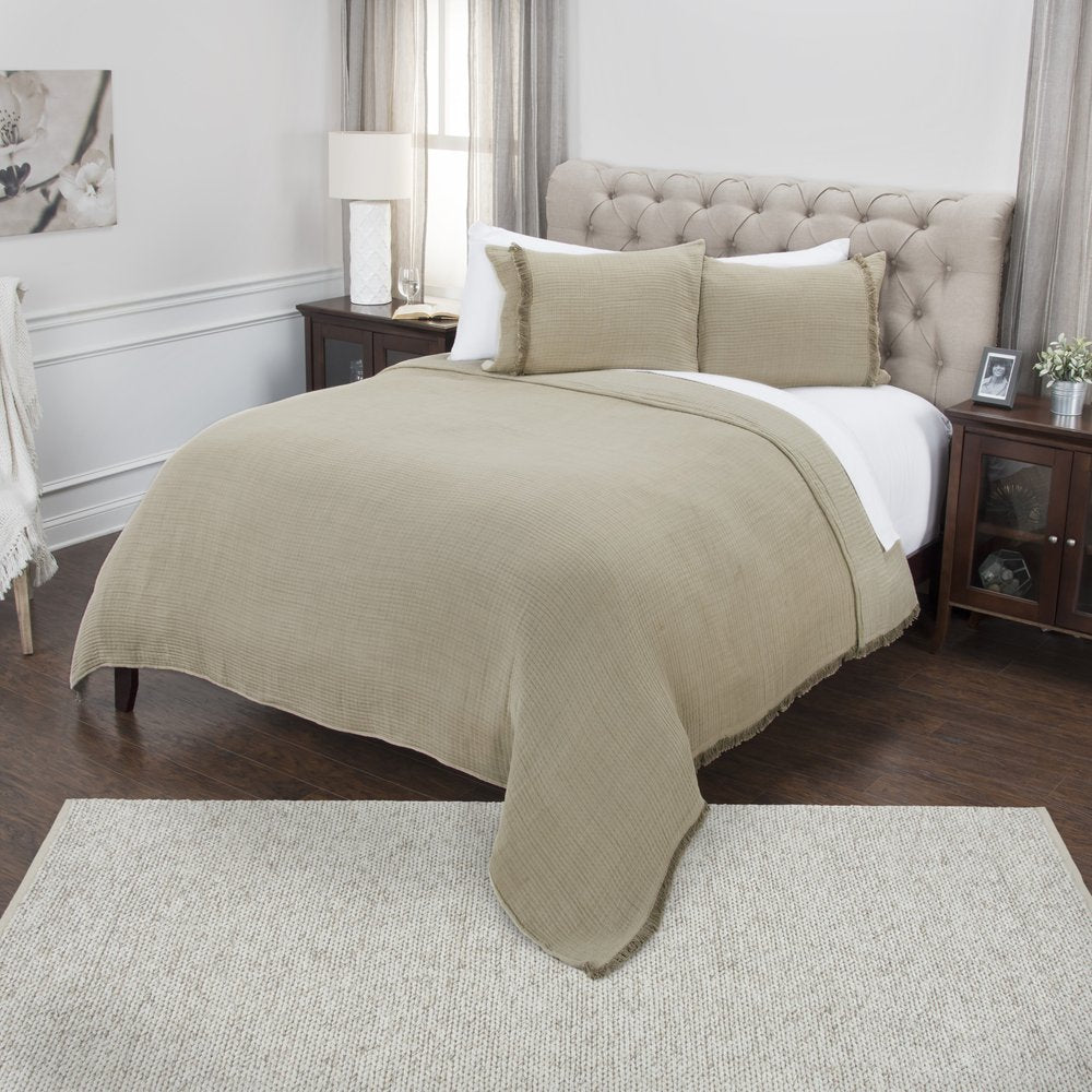 Natural Checkered Queen Quilt