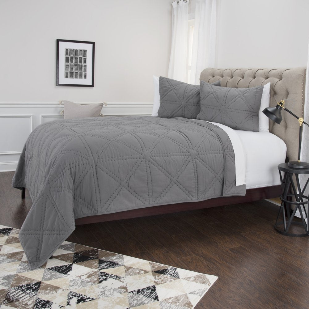Gray Geometric King Quilt