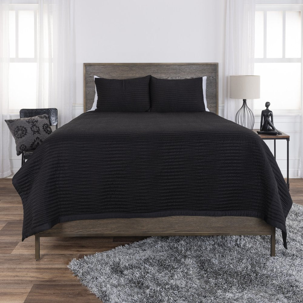 Black Geometric Queen Quilt