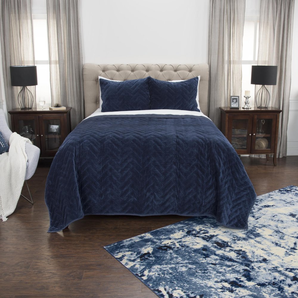 Indigo Geometric Queen Quilt