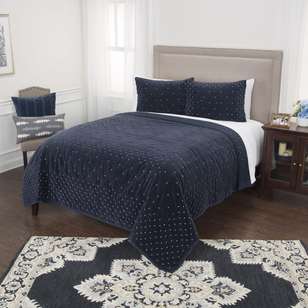 Indigo Polka Dots Queen Quilt