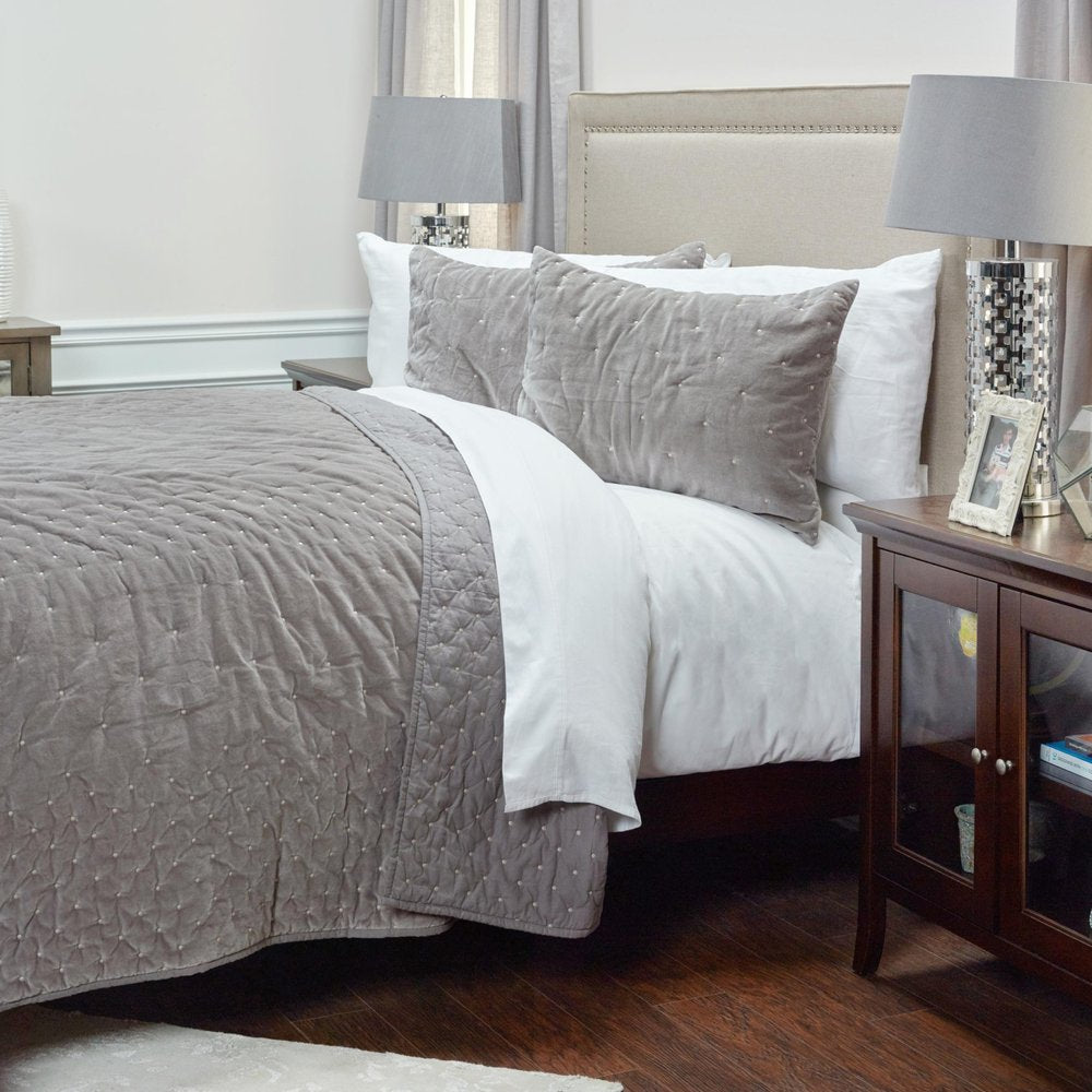 Gray Polka Dots King Quilt