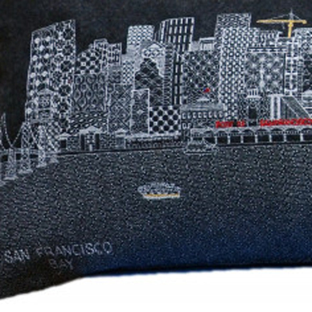 46" Black San Francisco Nighttime Skyline Lumbar Decorative Pillow