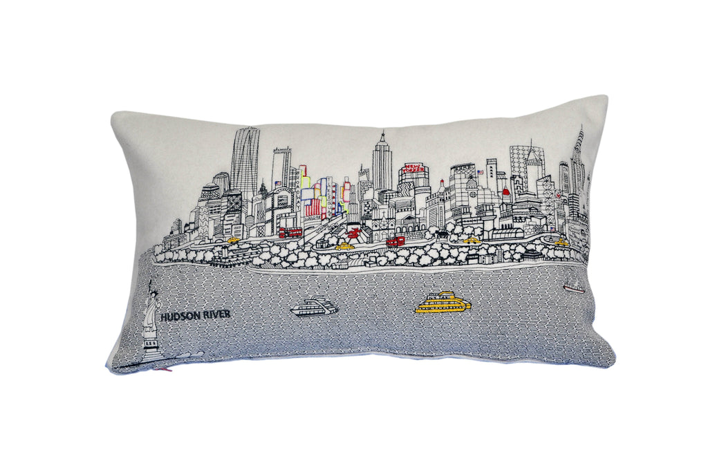 14" X 24" Cream Hometown Pride Wool Lumbar Throw Pillow