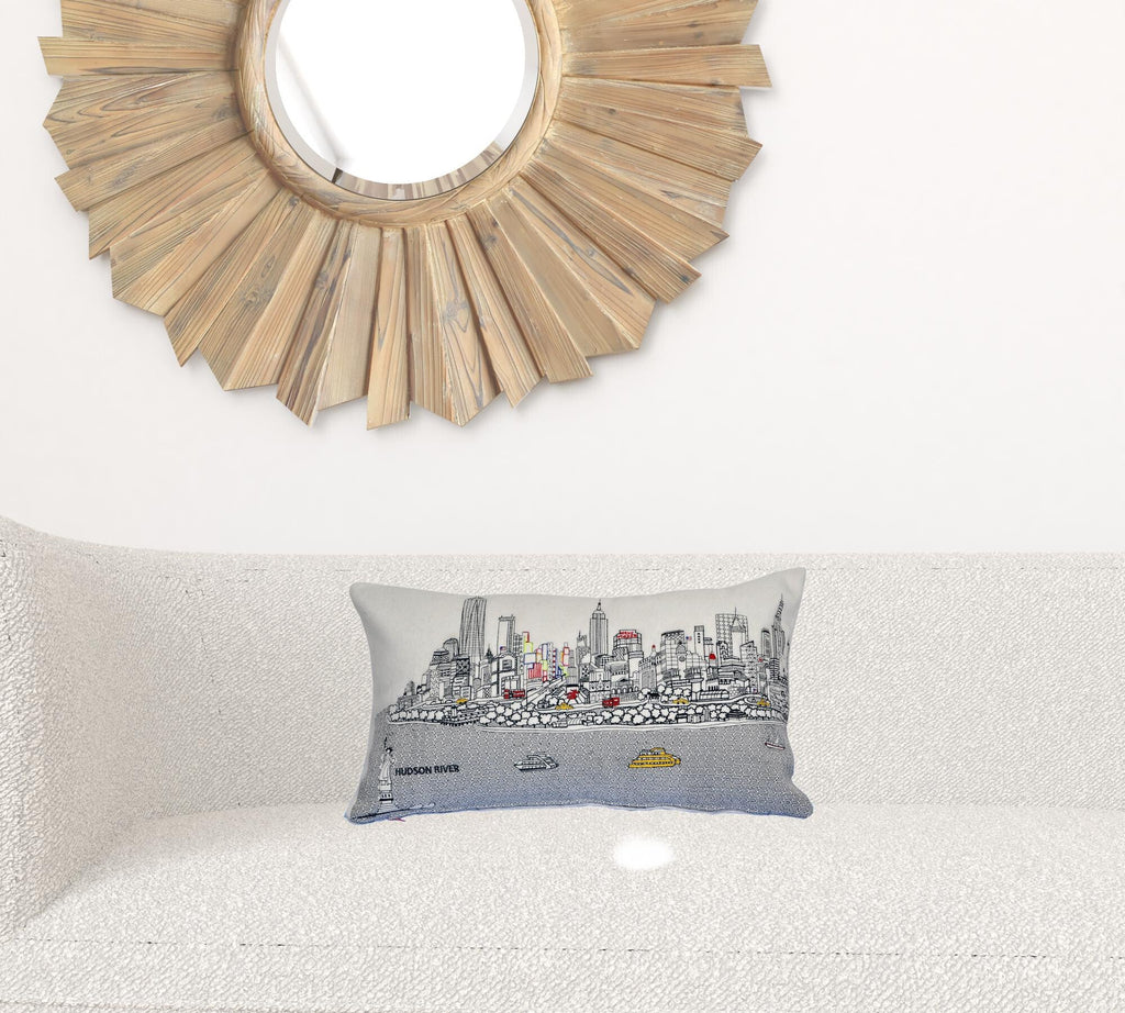 14" X 24" Cream Hometown Pride Wool Lumbar Throw Pillow