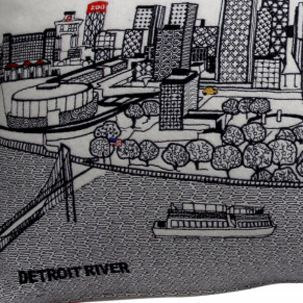 35" White Detroit Daylight Skyline Lumbar Decorative Pillow