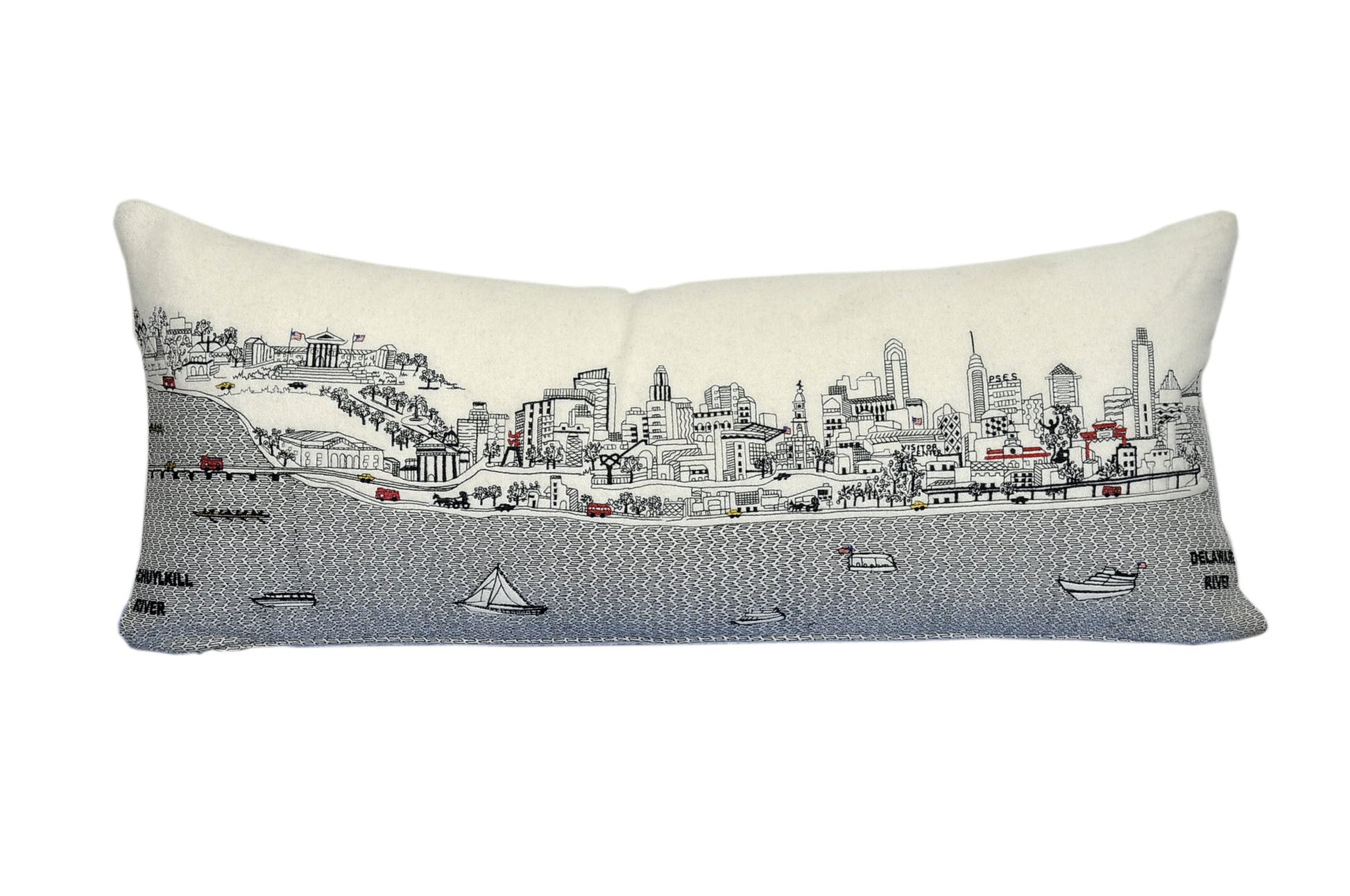 14" X 35" Cream Hometown Pride Wool Lumbar Throw Pillow