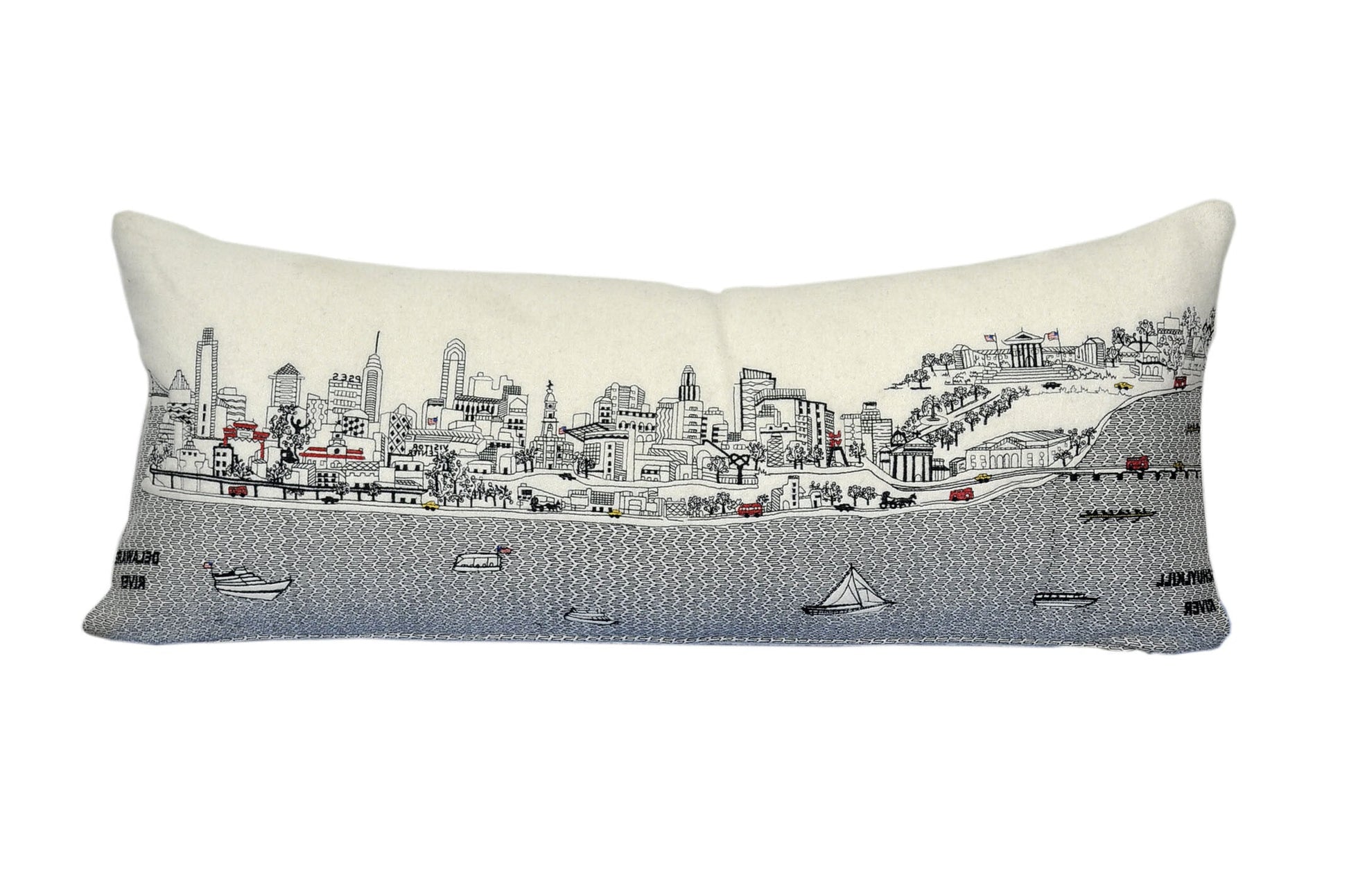 14" X 35" Cream Hometown Pride Wool Lumbar Throw Pillow