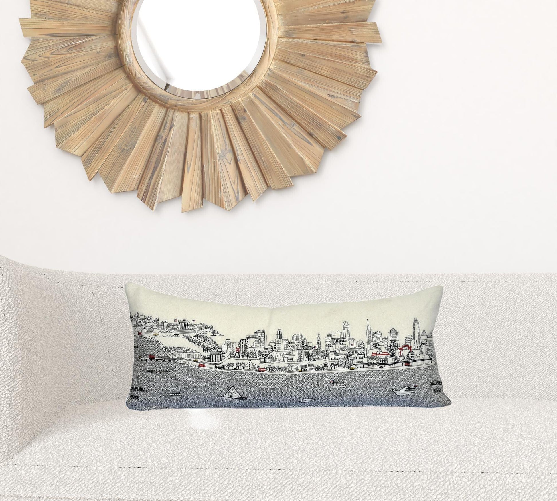 14" X 35" Cream Hometown Pride Wool Lumbar Throw Pillow