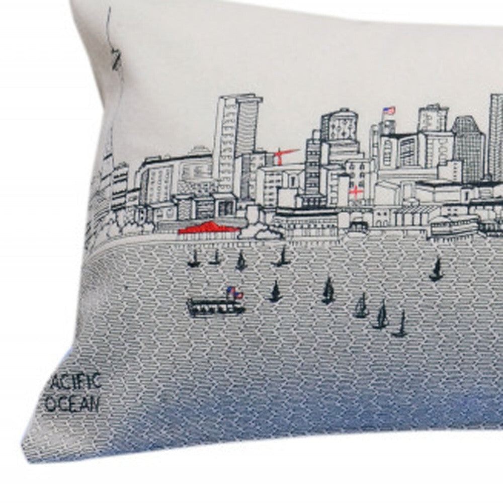 14" X 35" Cream Hometown Pride Wool Lumbar Throw Pillow