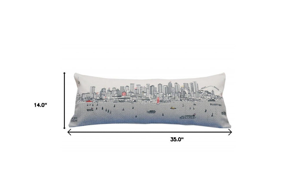 14" X 35" Cream Hometown Pride Wool Lumbar Throw Pillow